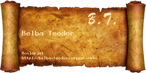 Belba Teodor névjegykártya
